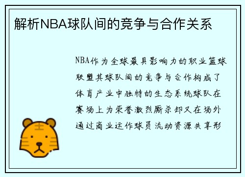 解析NBA球队间的竞争与合作关系